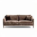 Velvet upholstered sofa with cushions - 200 x 90 x 85cm