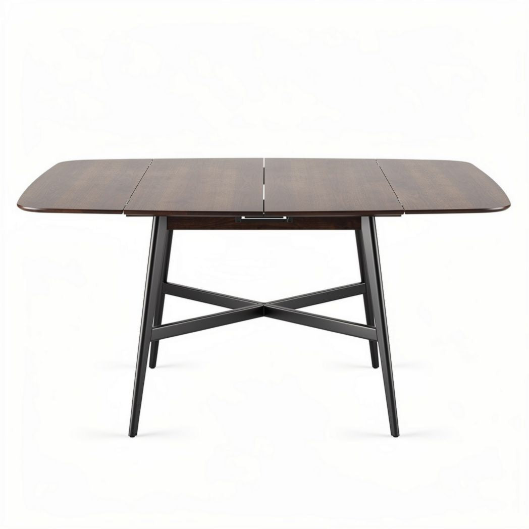 Extendable dining table in walnut finish - 150 x 80 x 75cm