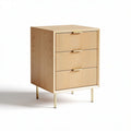 Three-drawer nightstand in natural wood finish - 45 x 40 x 70cm