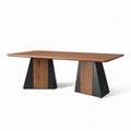 Oval black dining table with ribbed base - 200 x 100 x 75cm