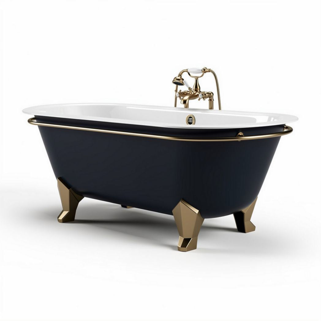 Freestanding acrylic bathtub with gold accents - 165 x 75 x 60cm