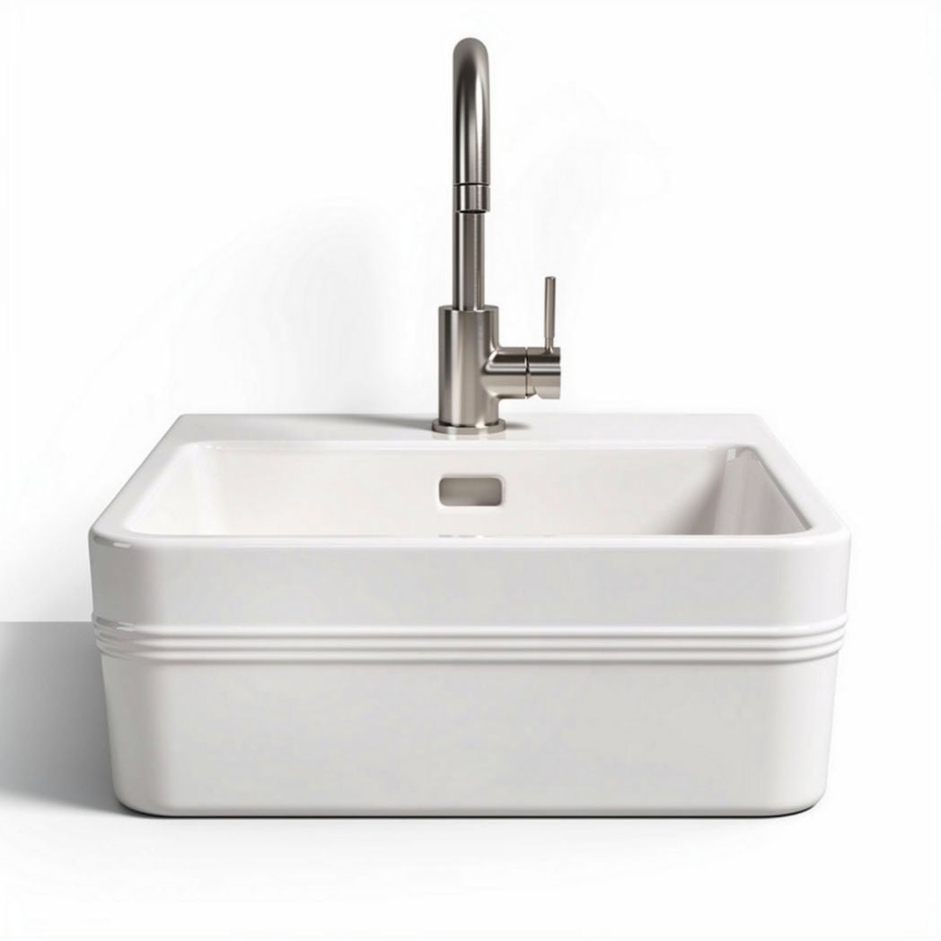 Ceramic farmhouse sink for kitchen use - 80 x 50 x 25cm